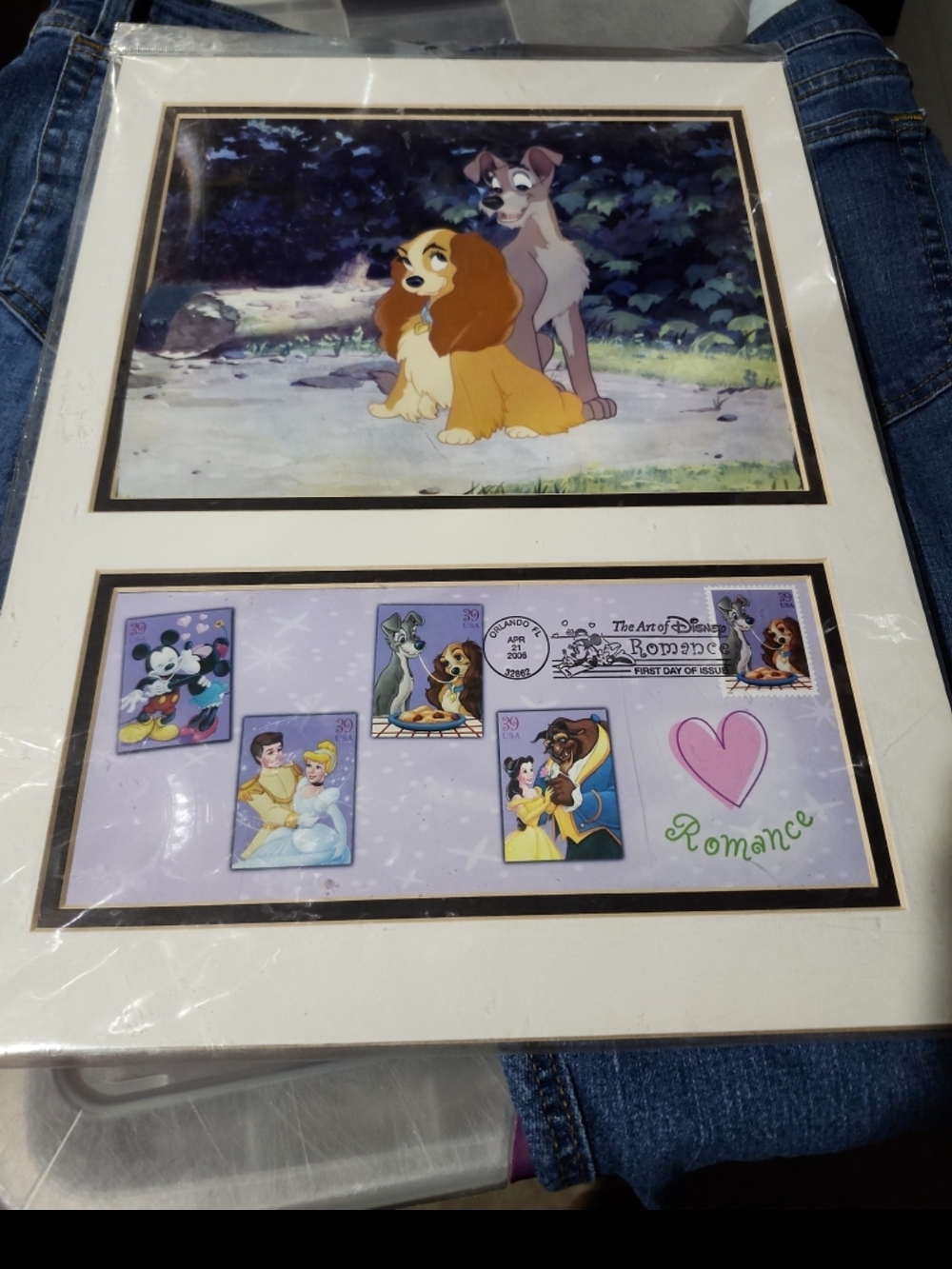 USPS  THE ART OF DISNEY ROMANCE FIRST DAY OF ISSUE COVER AND STAMP ART NEW